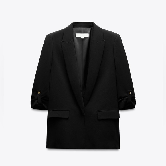 Zara Jackets & Blazers - Zara Black Blazer w/ Rolled-Up Sleeves